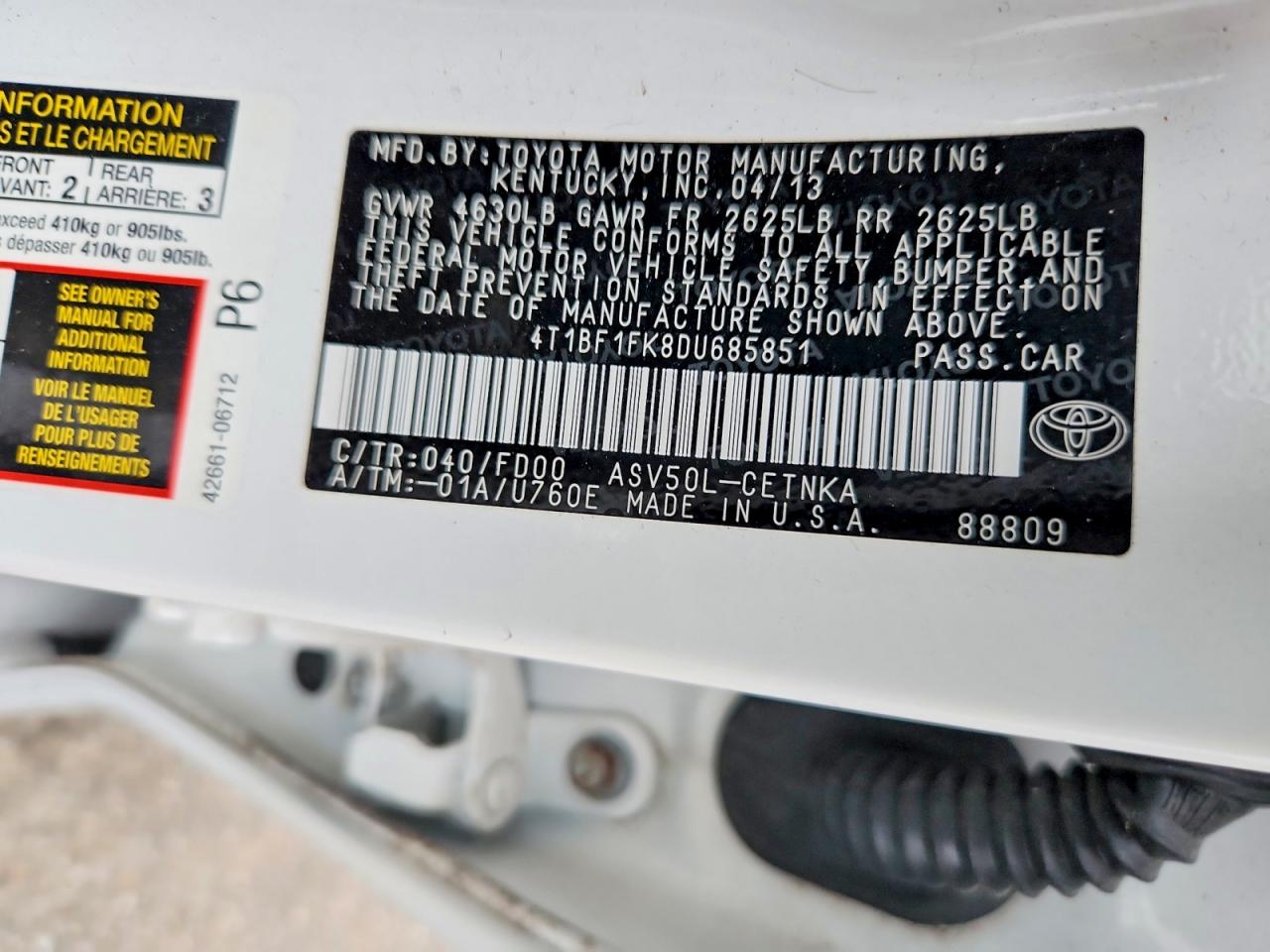 2013 TOYOTA CAMRY LE photo 12