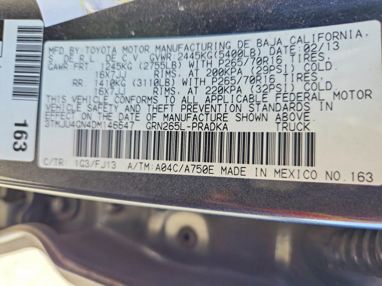 2013 TOYOTA TACOMA PRERUNNER V6 photo 13