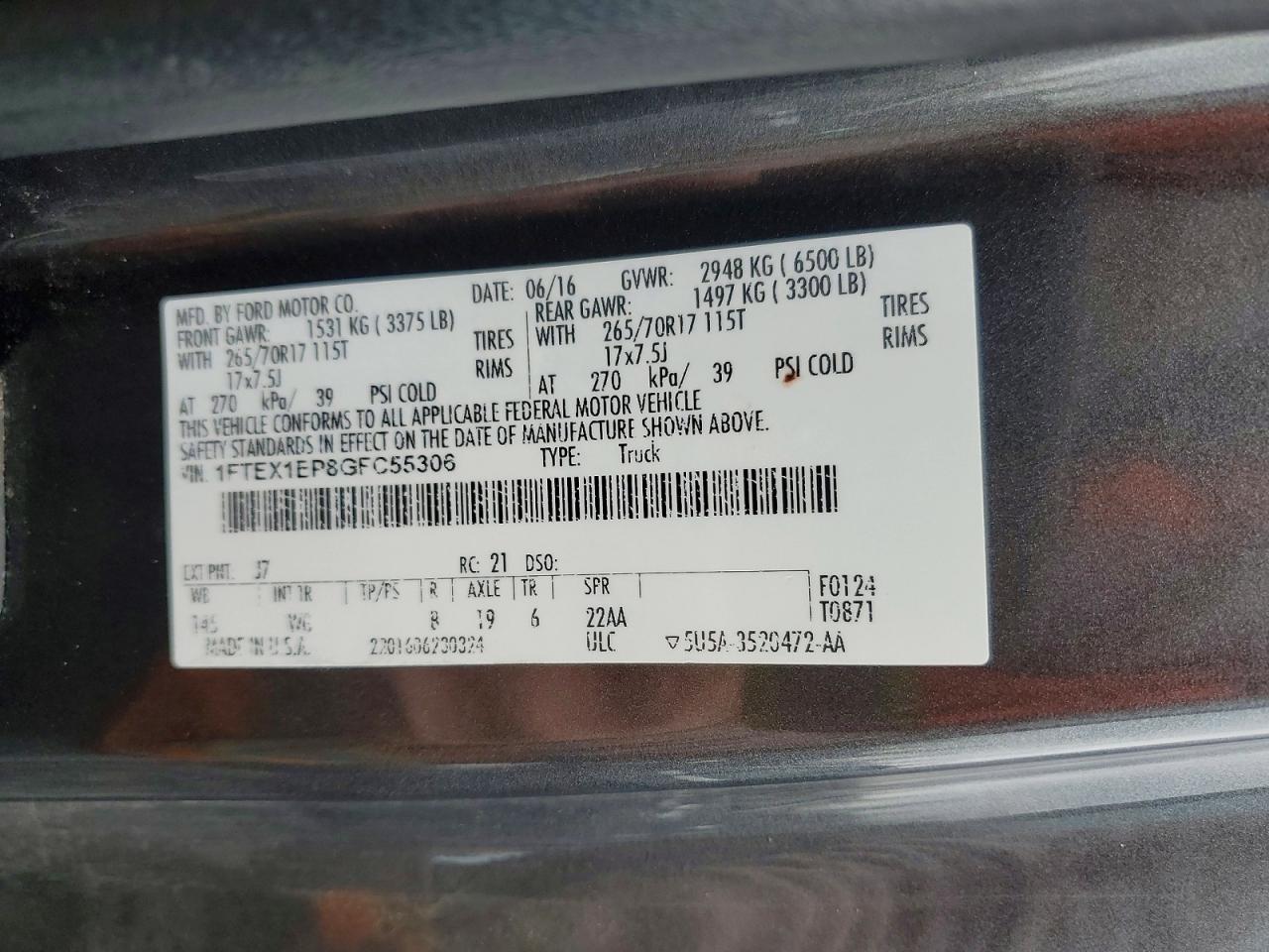 2016 FORD F150 SUPER CAB photo 12