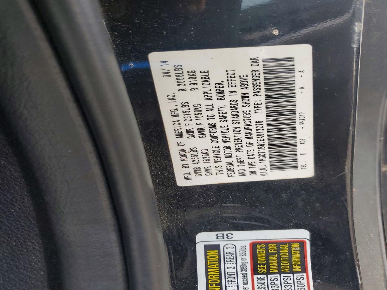 2014 HONDA ACCORD EXL photo 34