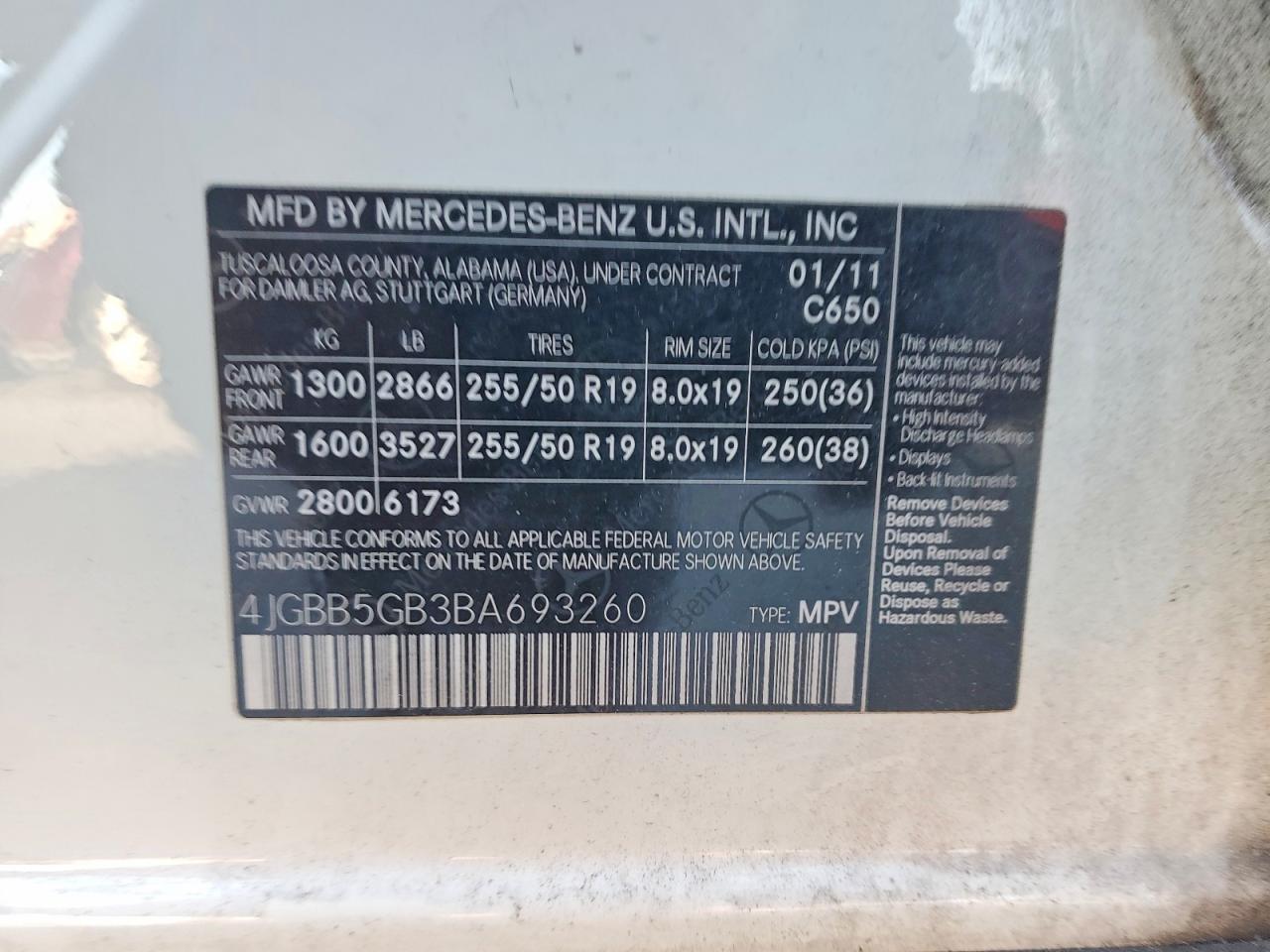 2011 MERCEDES-BENZ ML 350 photo 12