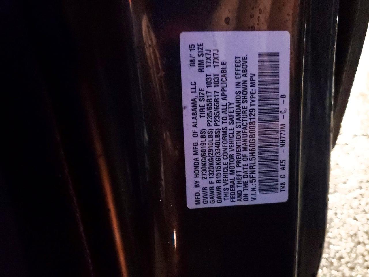 2016 HONDA ODYSSEY EXL photo 37