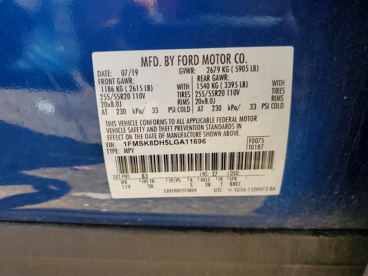 2020 FORD EXPLORER XLT photo 37