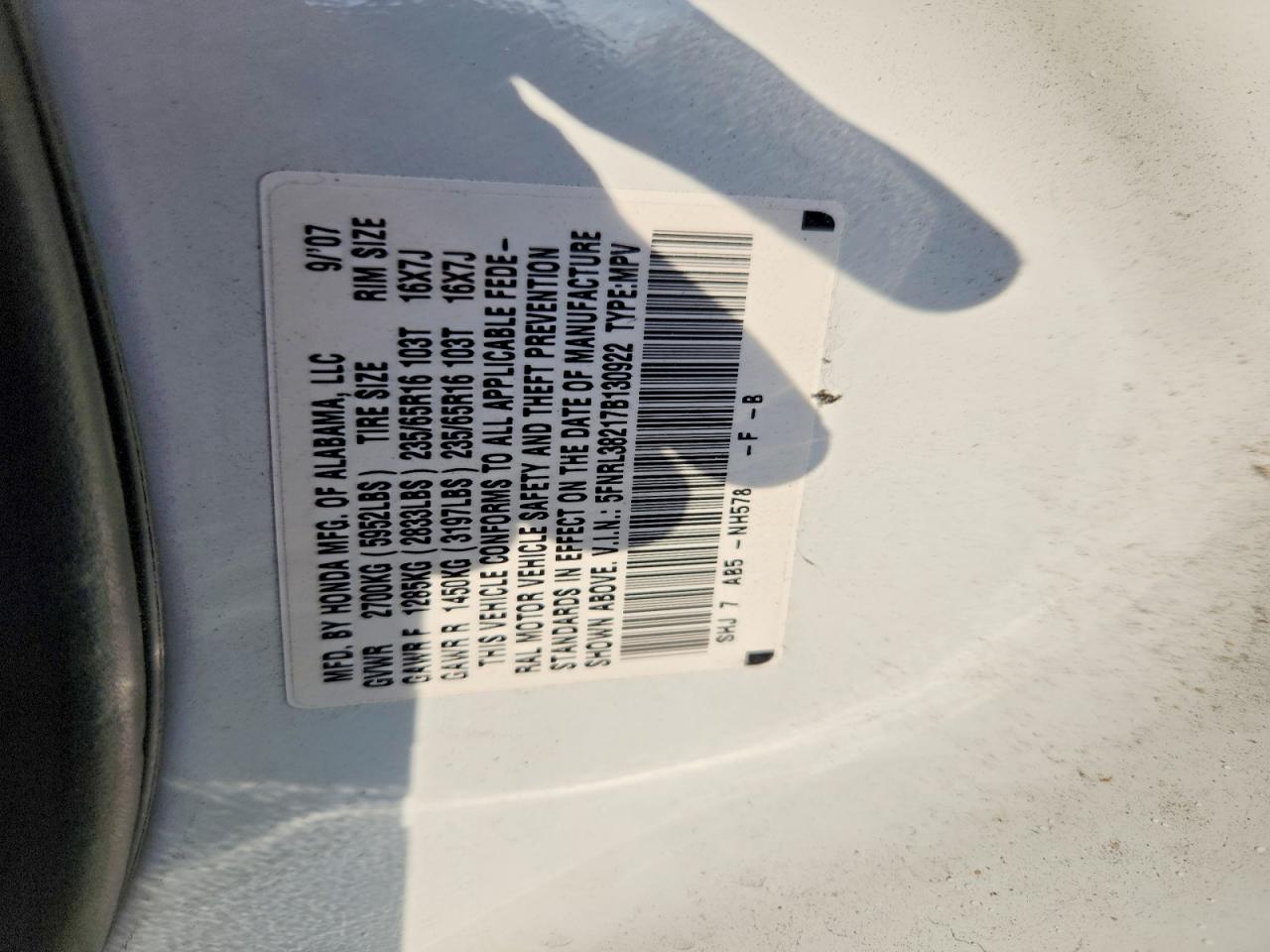 2007 HONDA ODYSSEY LX photo 13