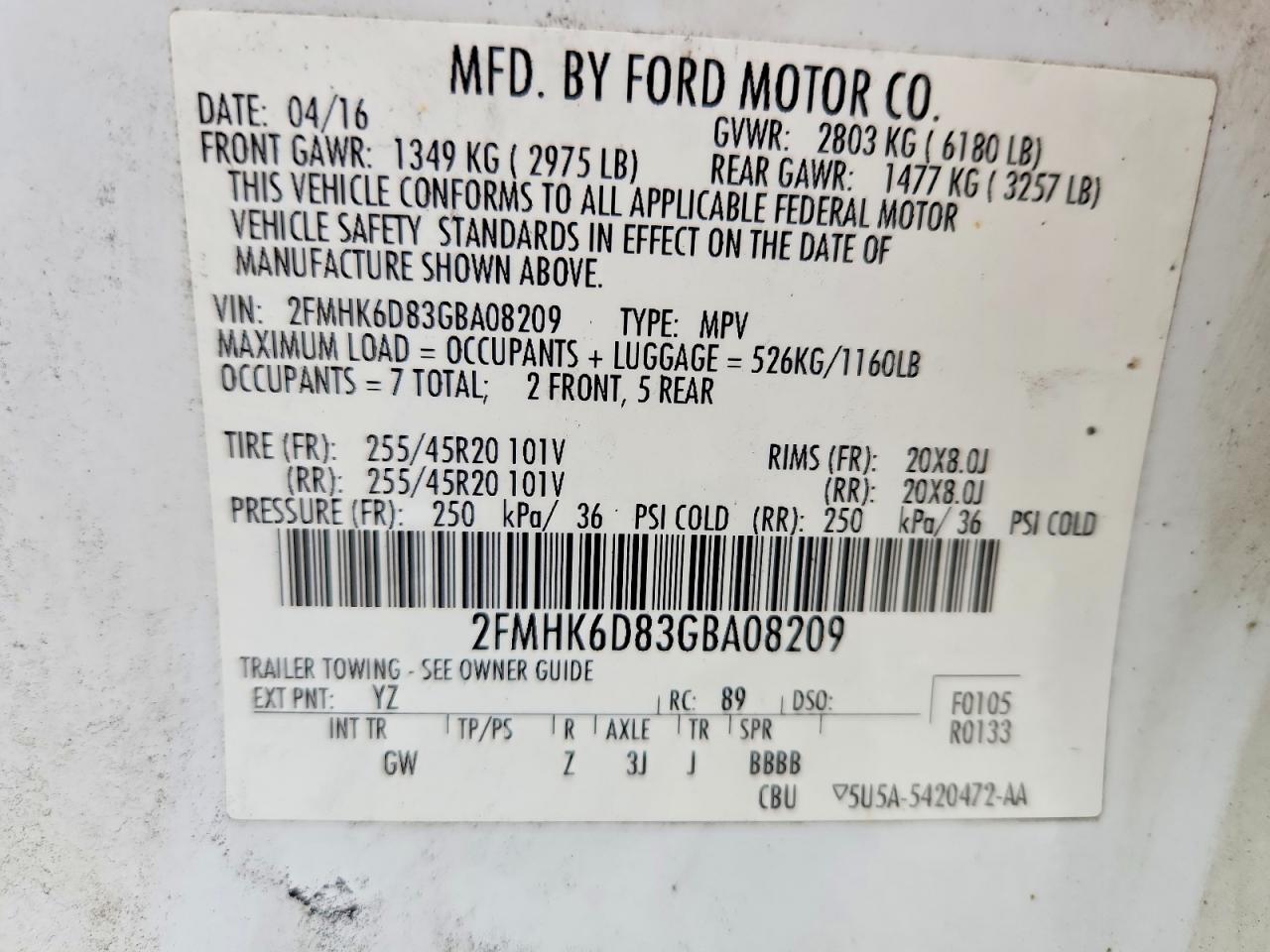 2016 FORD FLEX LIMITED photo 25