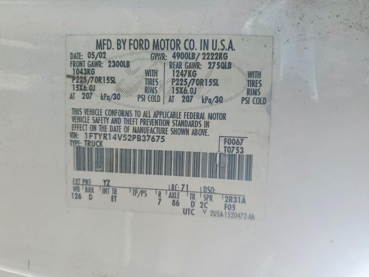 2002 FORD RANGER SUPER CAB photo 12