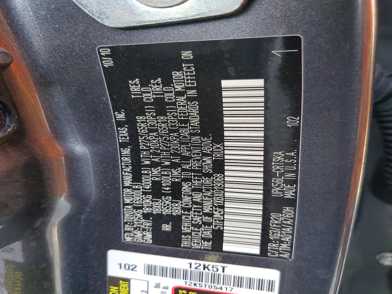 2011 TOYOTA TUNDRA GRADE photo 34