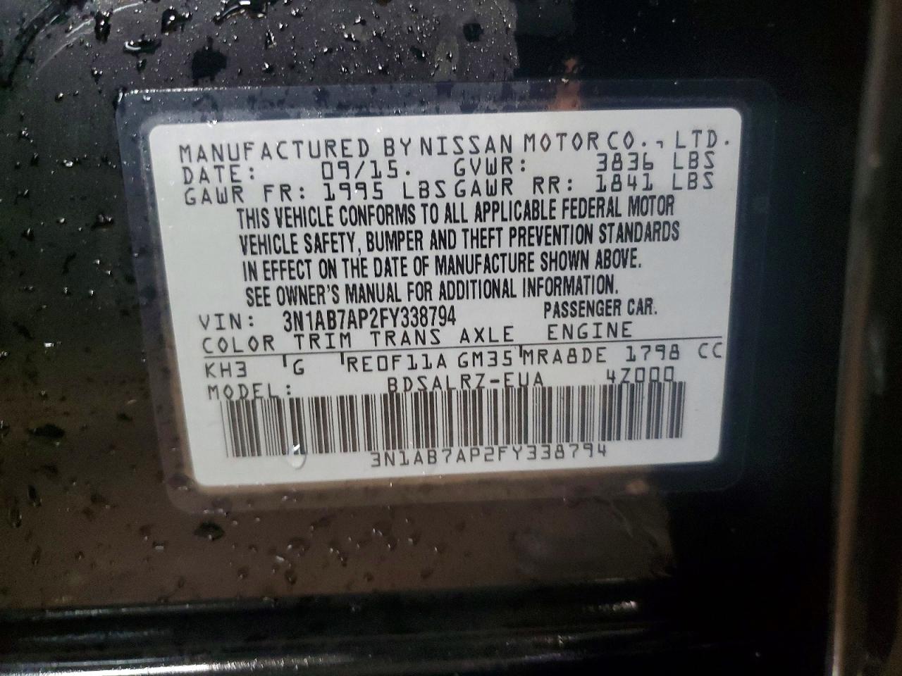 2015 NISSAN SENTRA SR photo 12