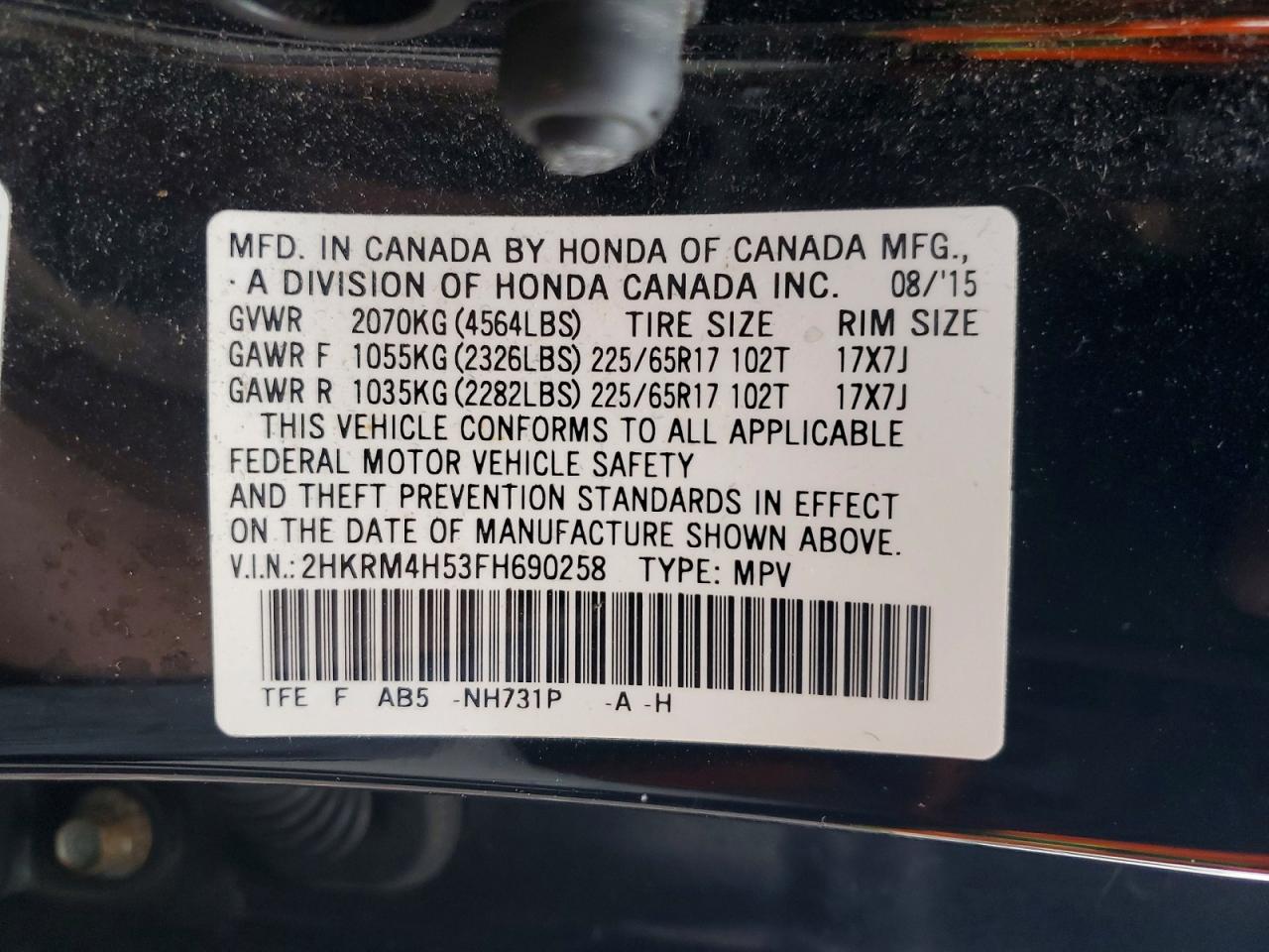 2015 HONDA CR-V EX photo 27