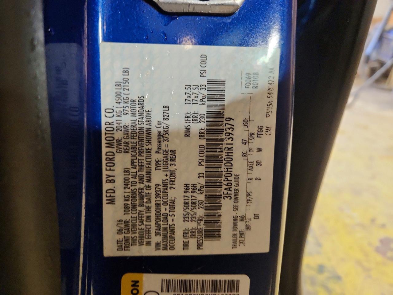 2017 FORD FUSION SE photo 12