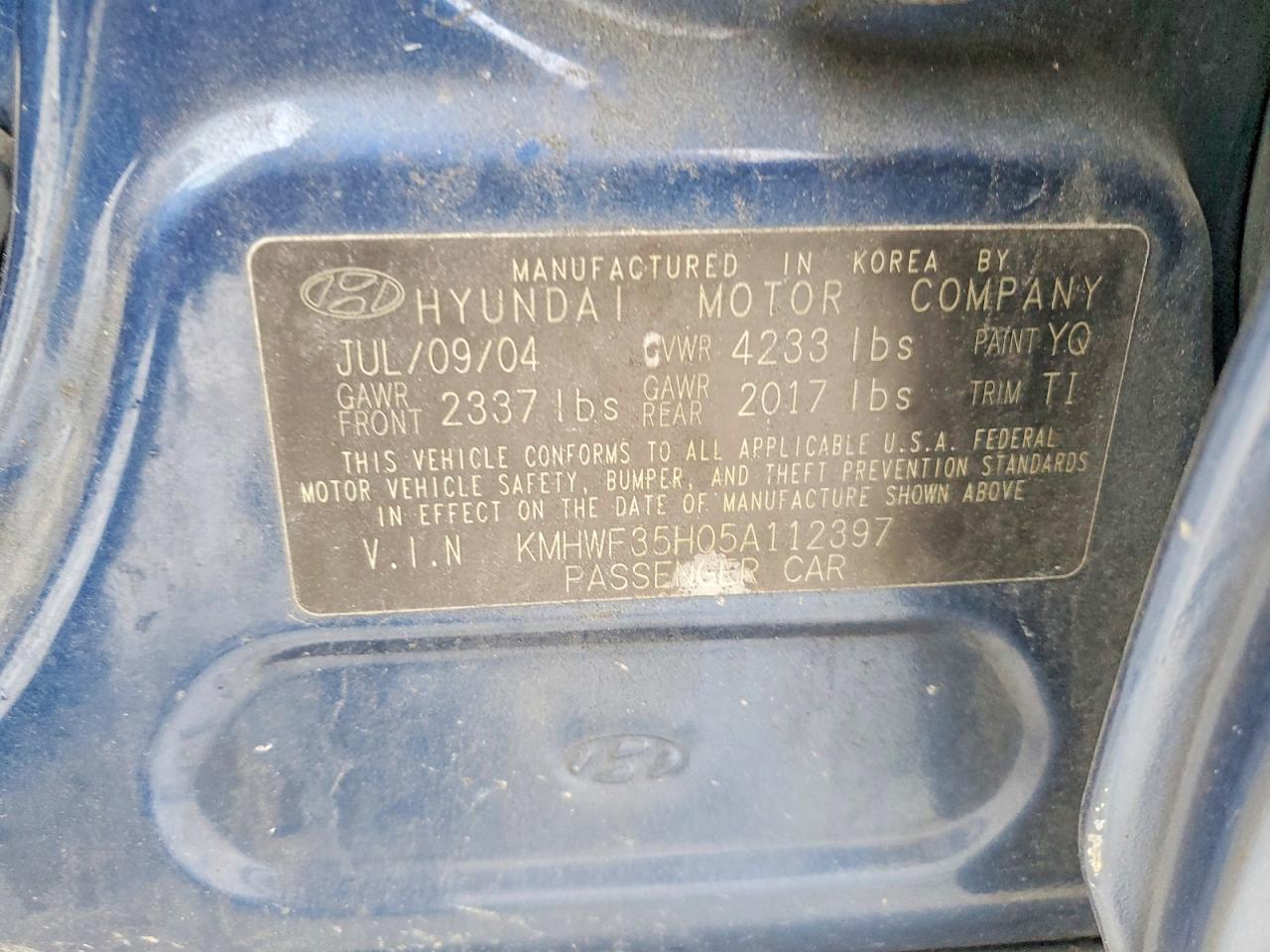 2005 HYUNDAI SONATA GLS photo 34