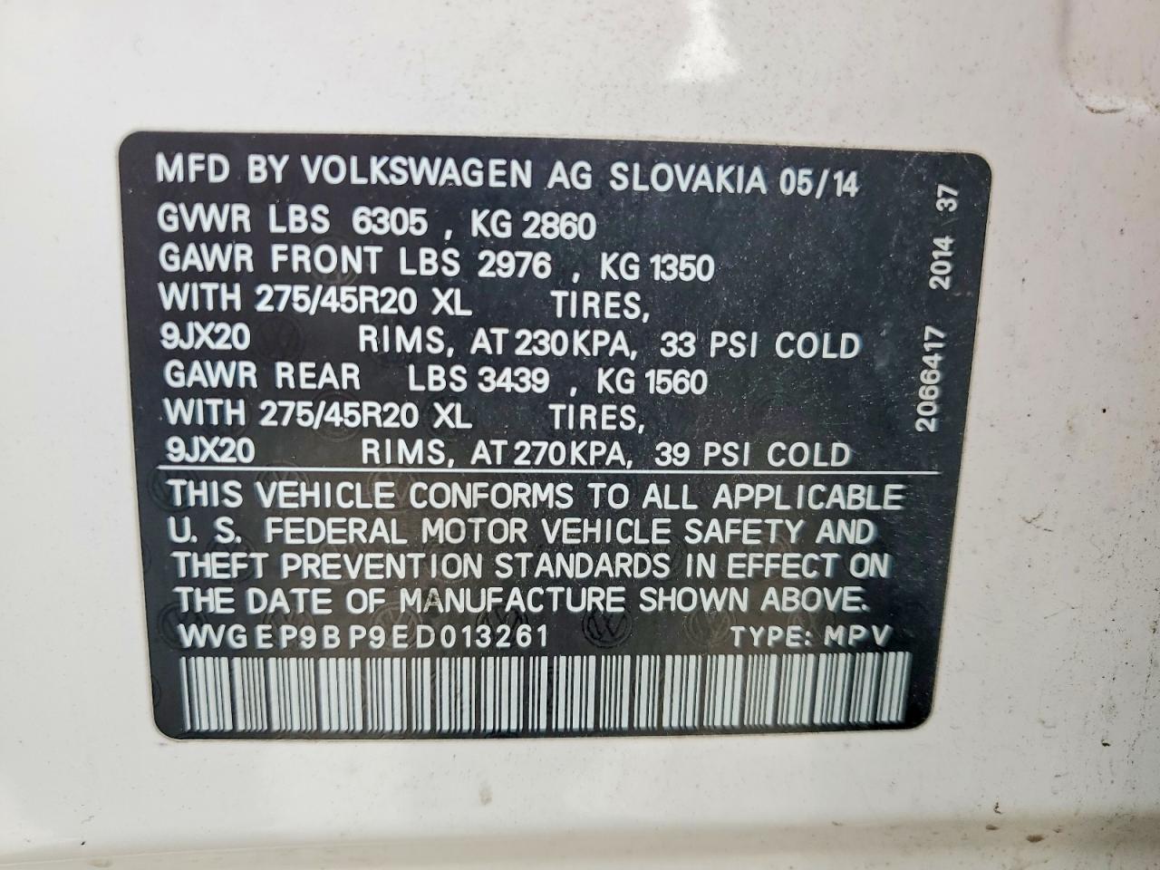 2014 VOLKSWAGEN TOUAREG V6 TDI photo 13