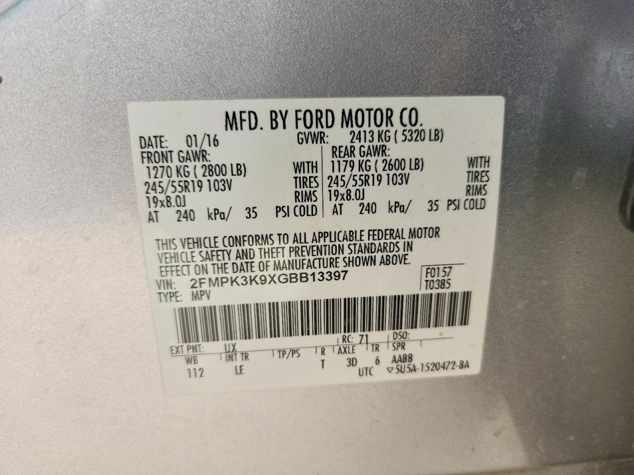 2016 FORD EDGE TITANIUM photo 27