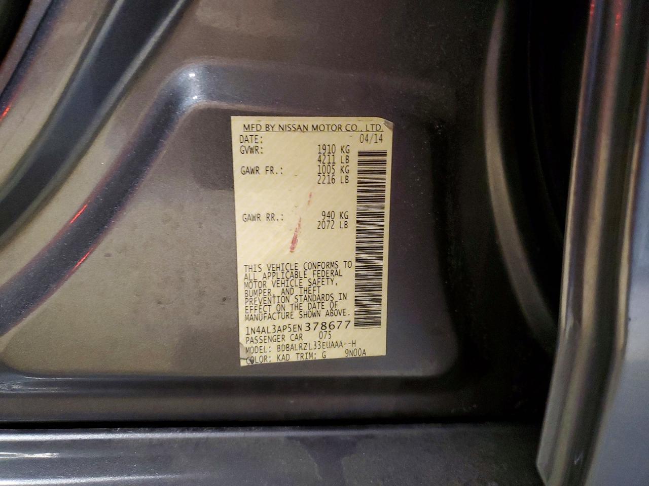 2014 NISSAN ALTIMA 2.5 photo 12