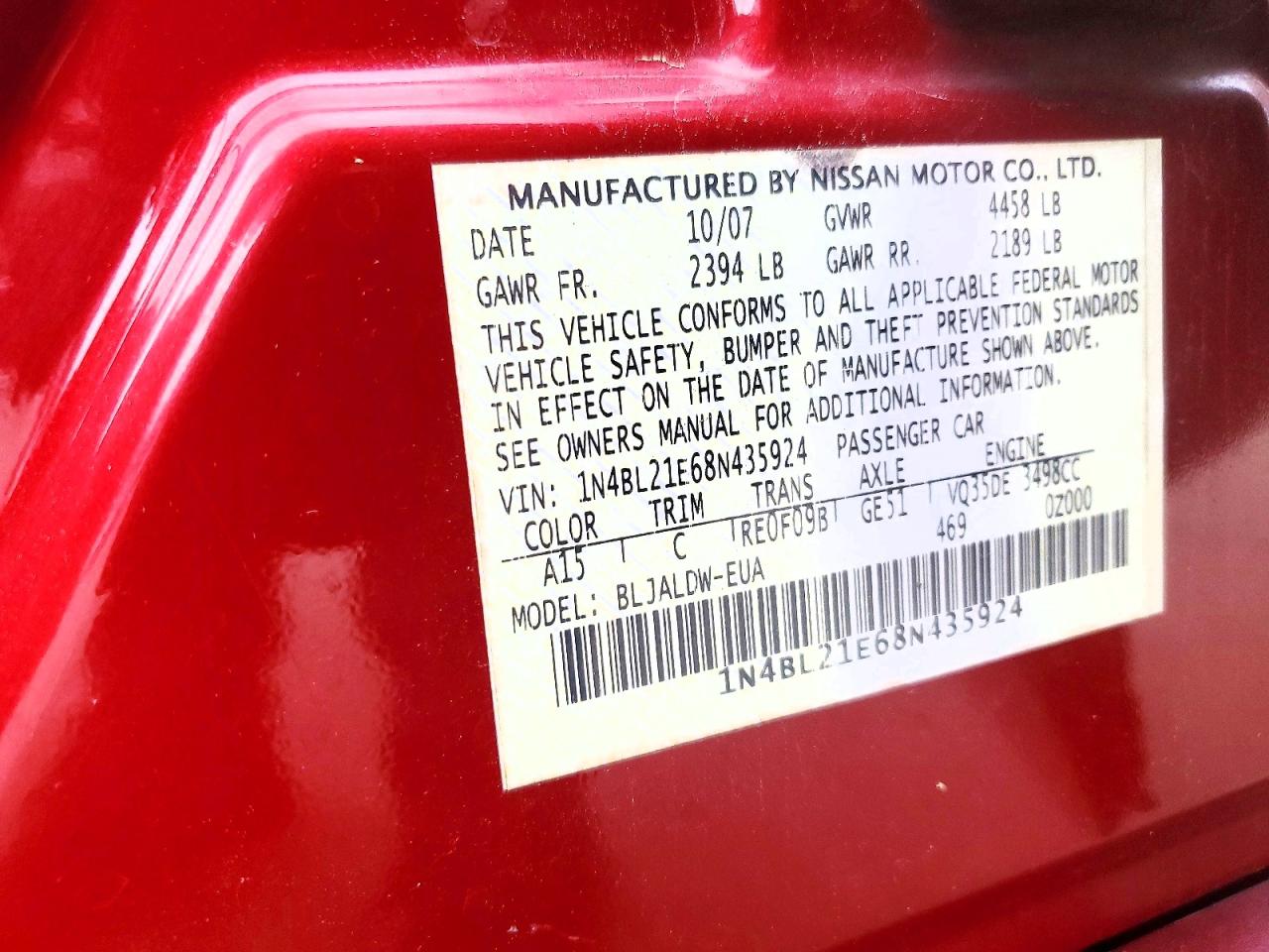 2008 NISSAN ALTIMA 3.5 SE photo 34