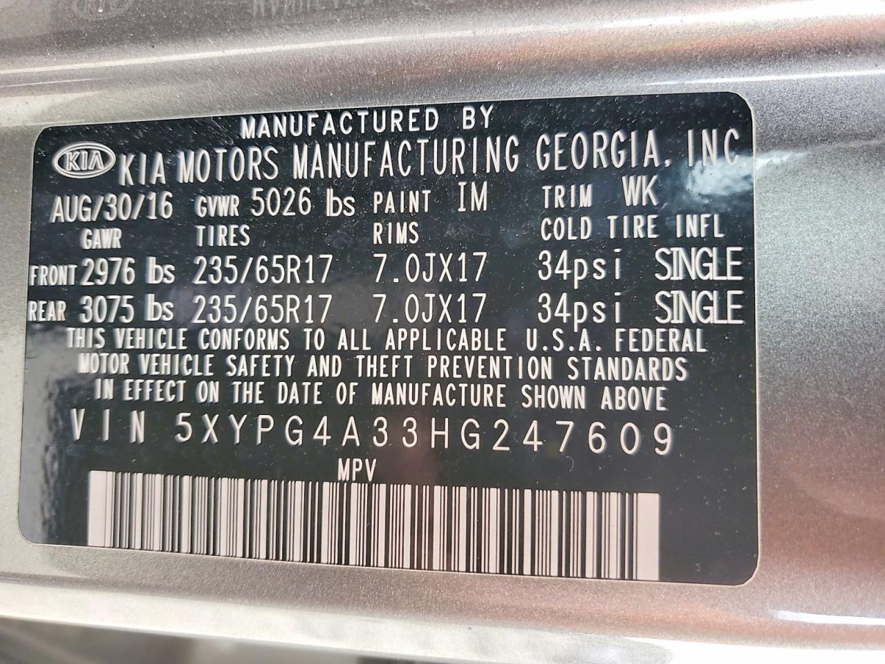 2017 KIA SORENTO LX photo 25