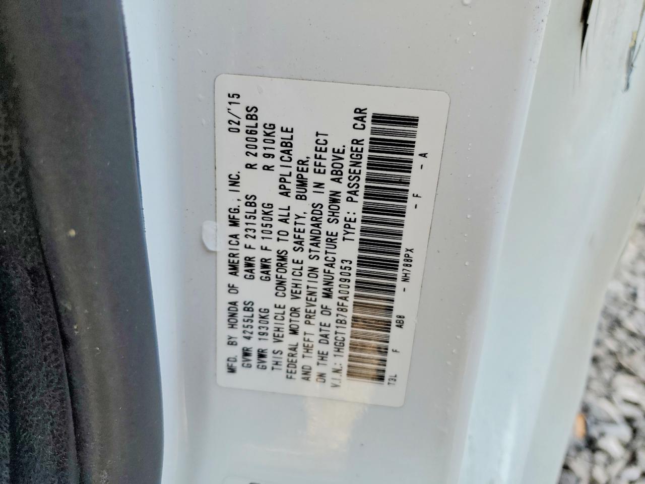 2015 HONDA ACCORD EX photo 34