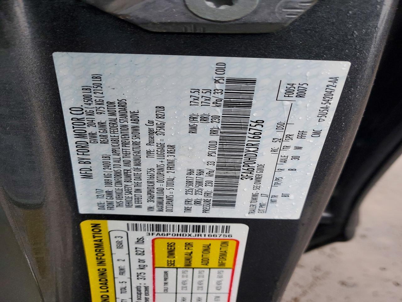 2018 FORD FUSION SE photo 23