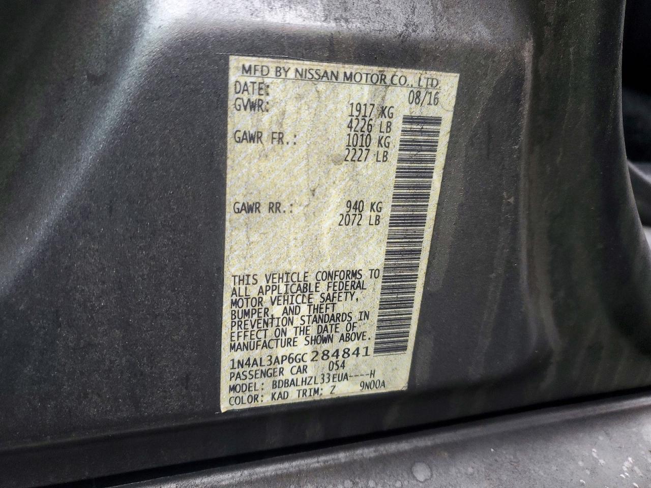 2016 NISSAN ALTIMA 2.5 SR photo 13