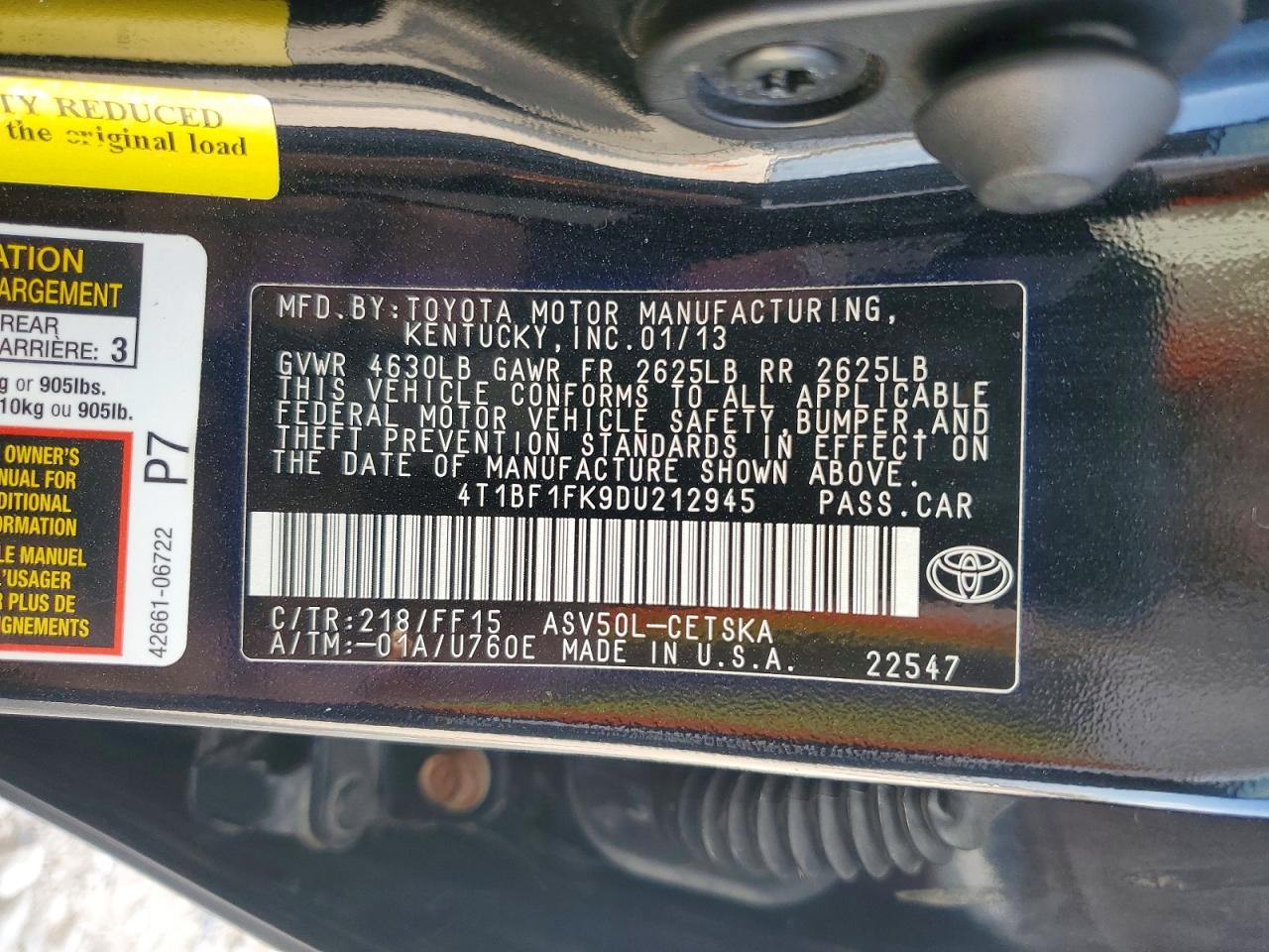 2013 TOYOTA CAMRY SE photo 12