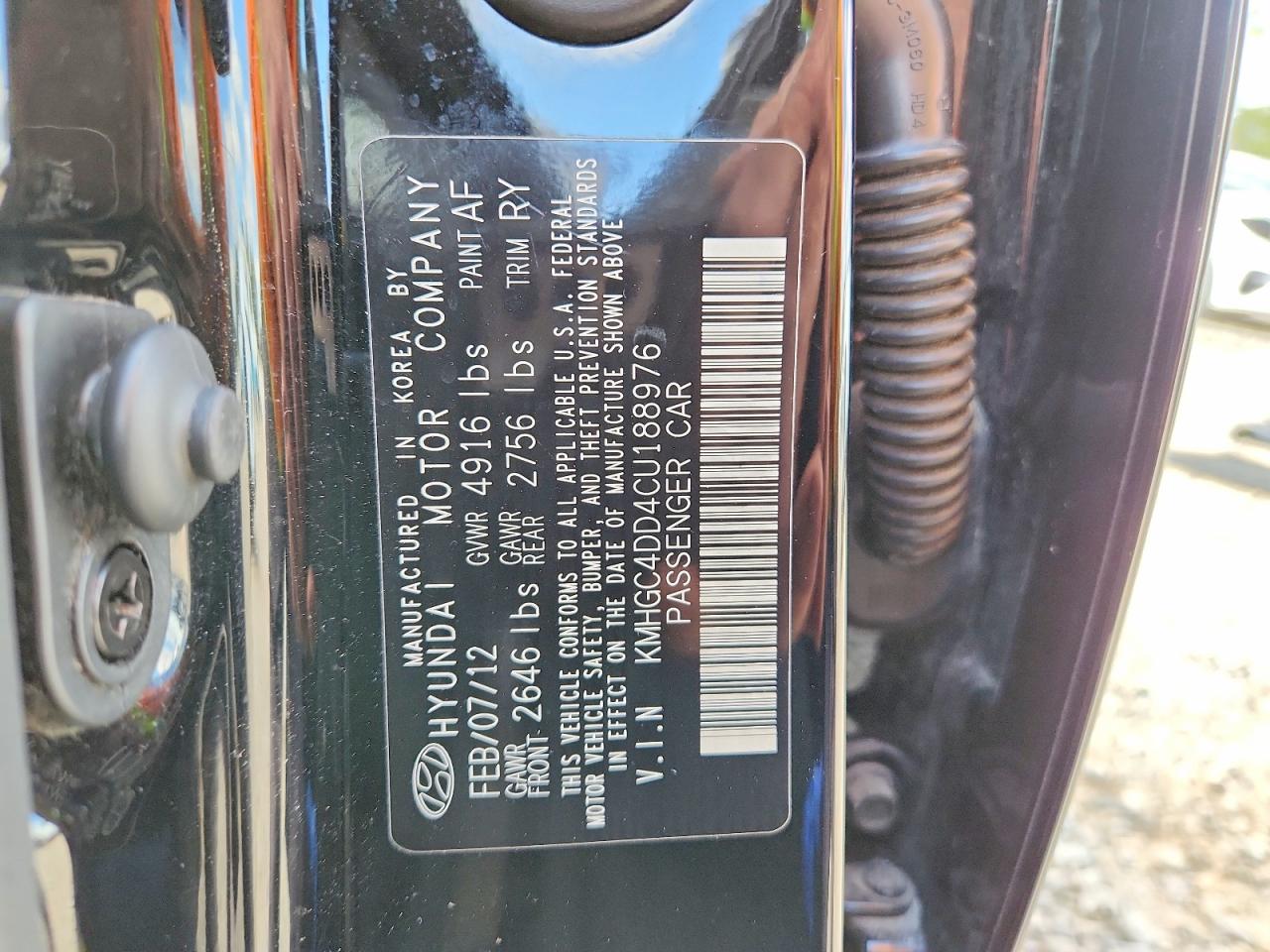 2012 HYUNDAI GENESIS 3.8L V6 photo 13