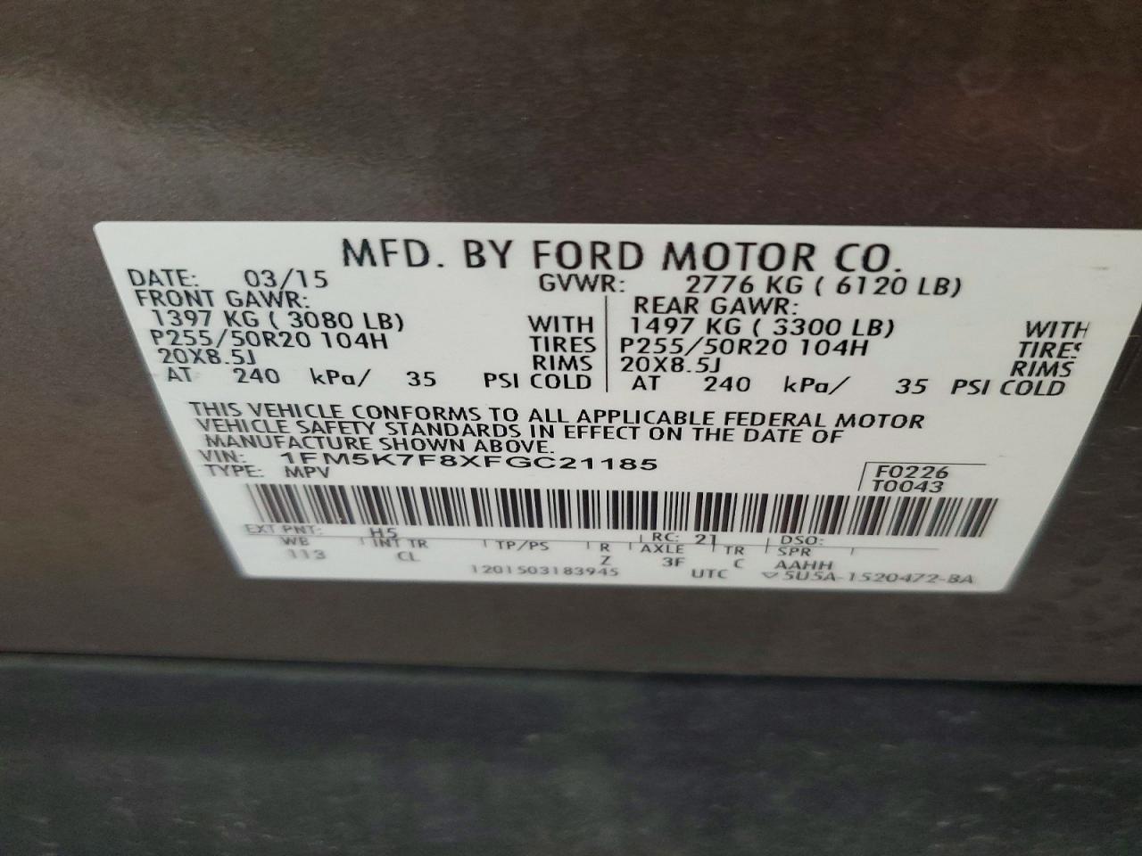 2015 FORD EXPLORER LIMITED photo 25