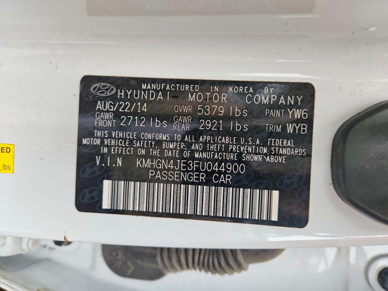 2015 HYUN GENESIS 3.8L photo 23