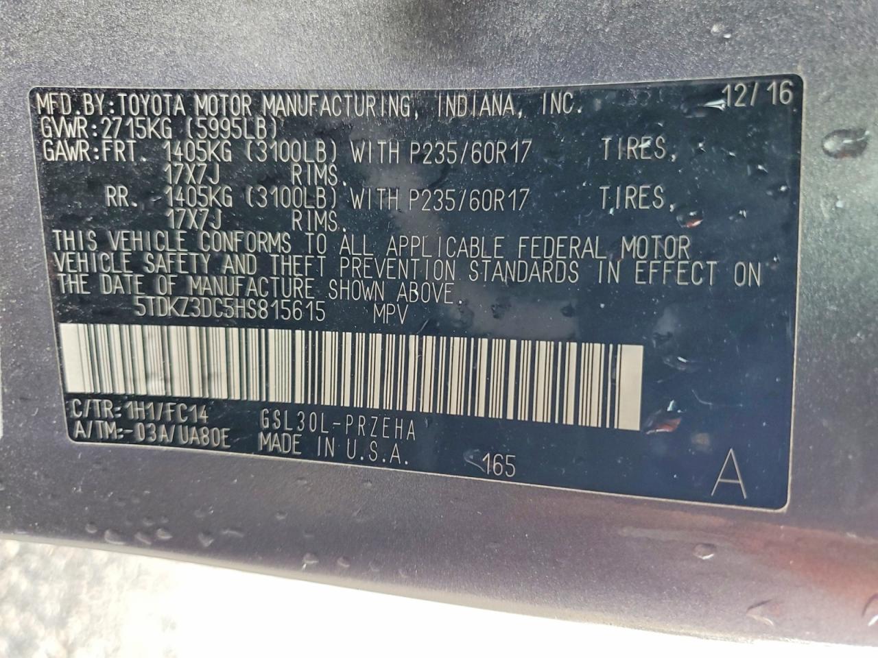 2017 TOYOTA SIENNA LE 8-PASSENGER photo 13