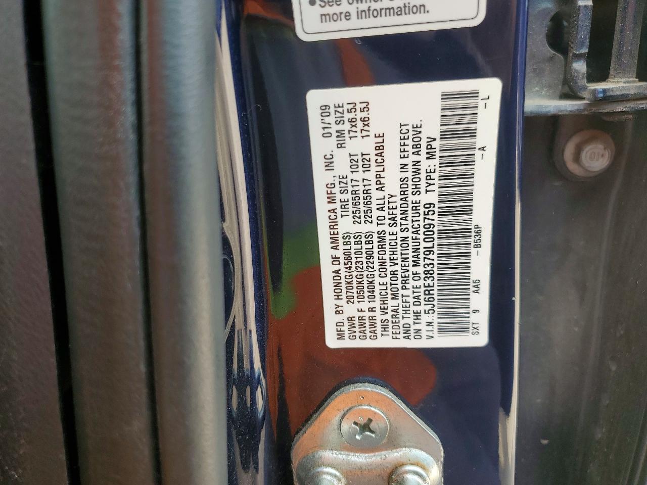 2009 HONDA CR-V LX photo 23