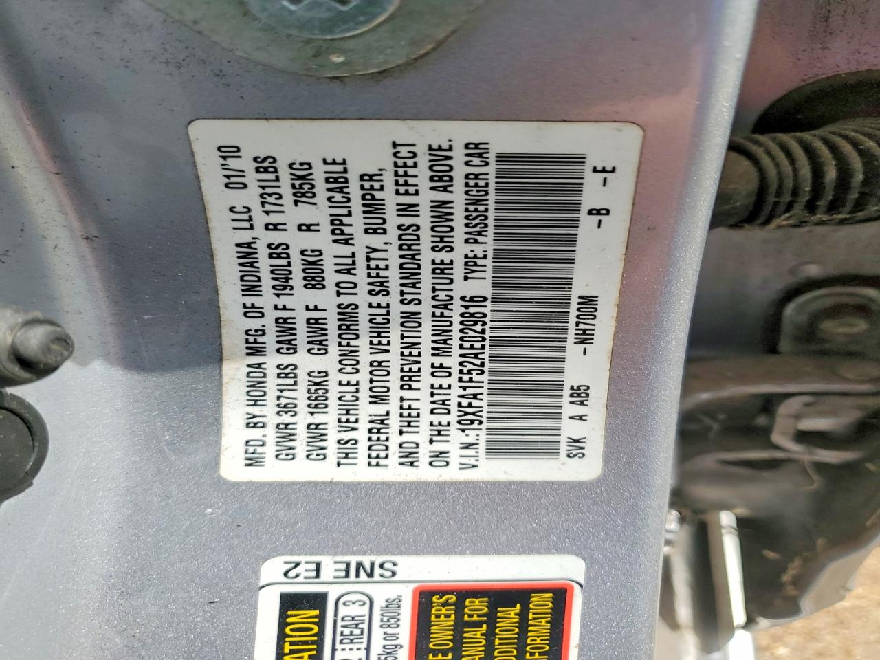 2010 HONDA CIVIC LX photo 34