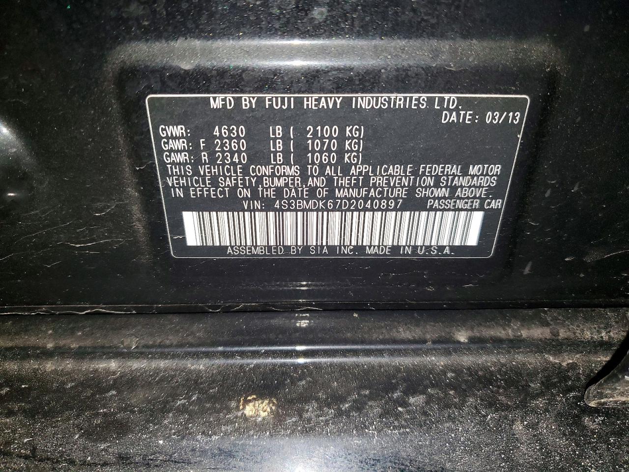 2013 SUBARU LEGACY 3.6R LIMITED photo 12