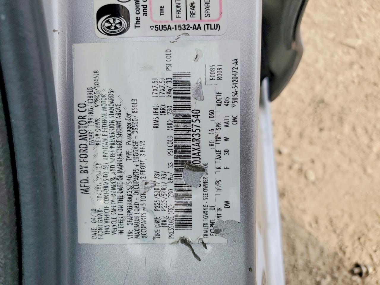 2010 FORD FUSION SEL photo 37