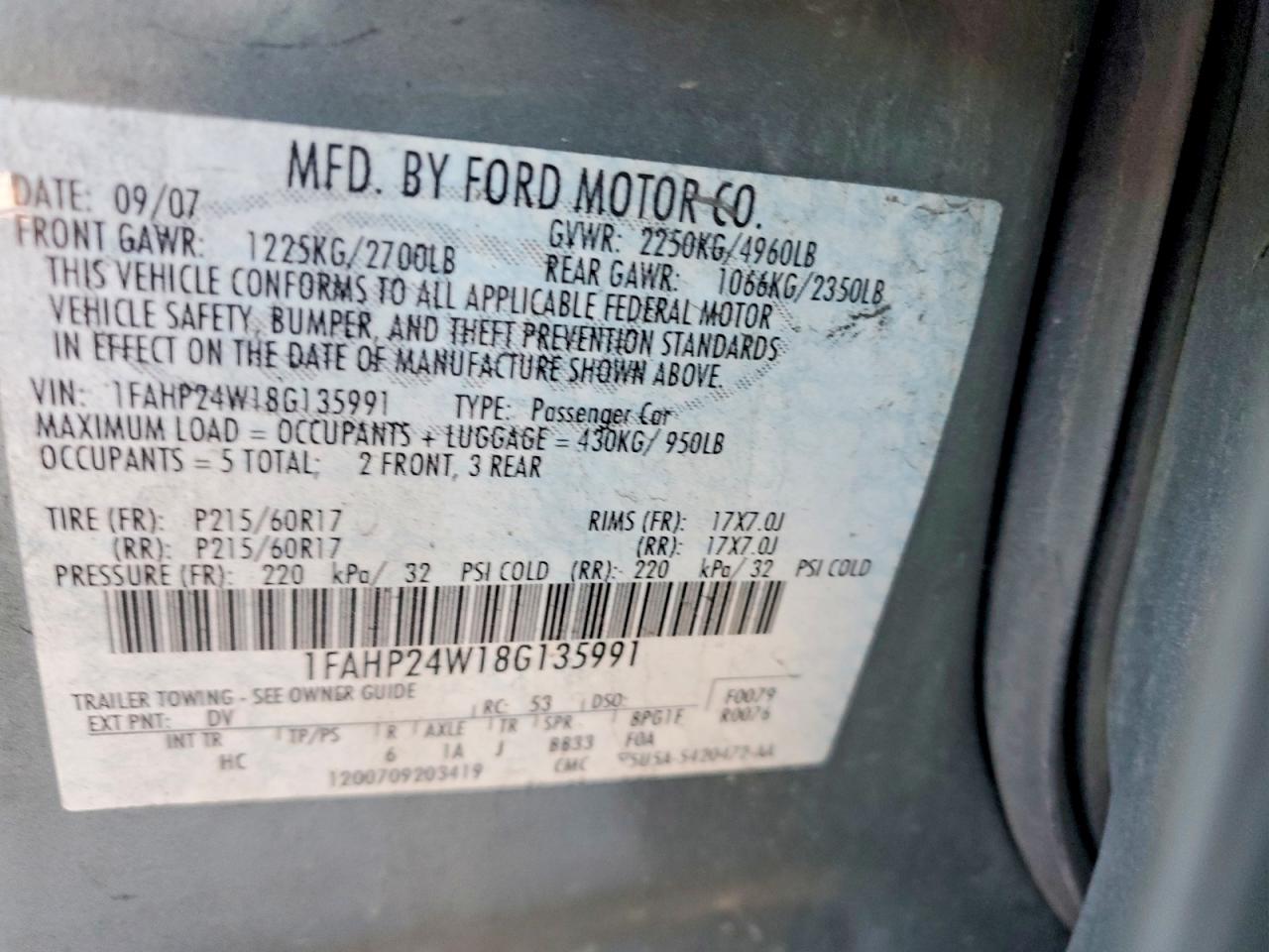 2008 FORD TAURUS photo 23