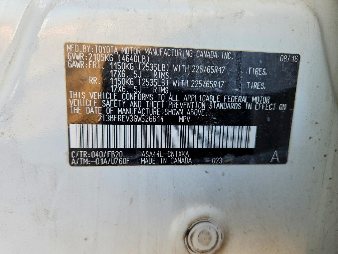 2016 TOYOTA RAV4 LE photo 12
