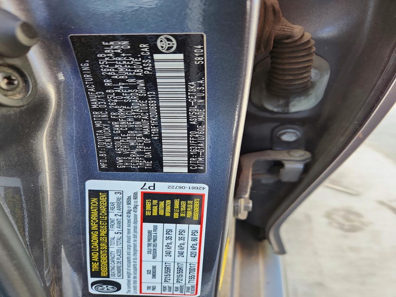 2013 TOYOTA CAMRY SE photo 12
