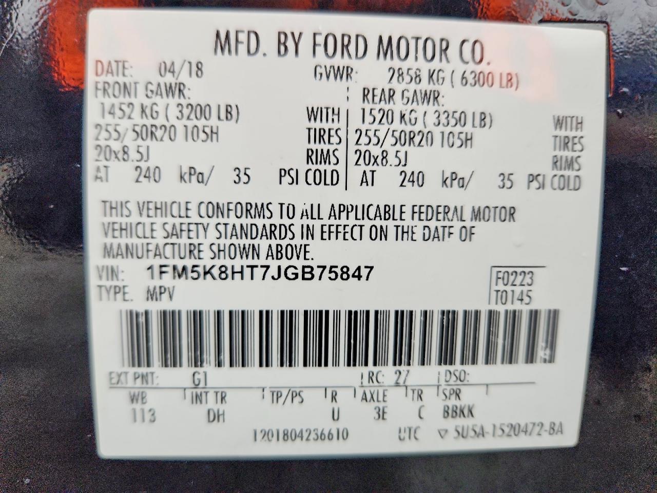 2018 FORD EXPLORER PLATINUM photo 25