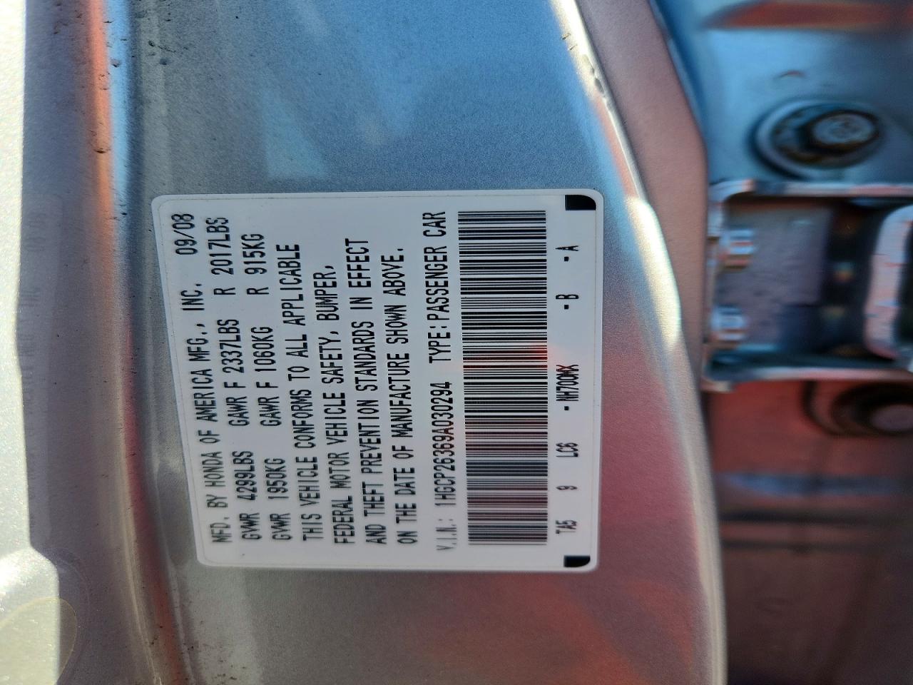 2009 HONDA ACCORD LX photo 12