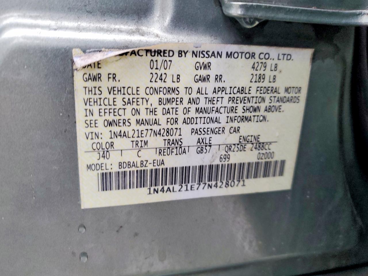 2007 NISSAN ALTIMA 2.5 photo 23