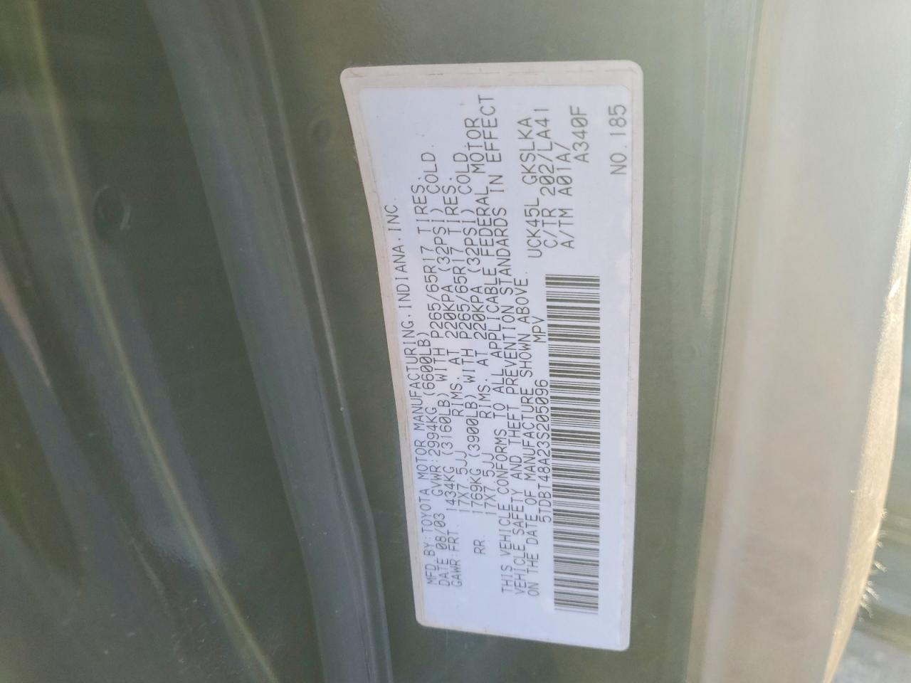2003 TOYOTA SEQUOIA LIMITED photo 25