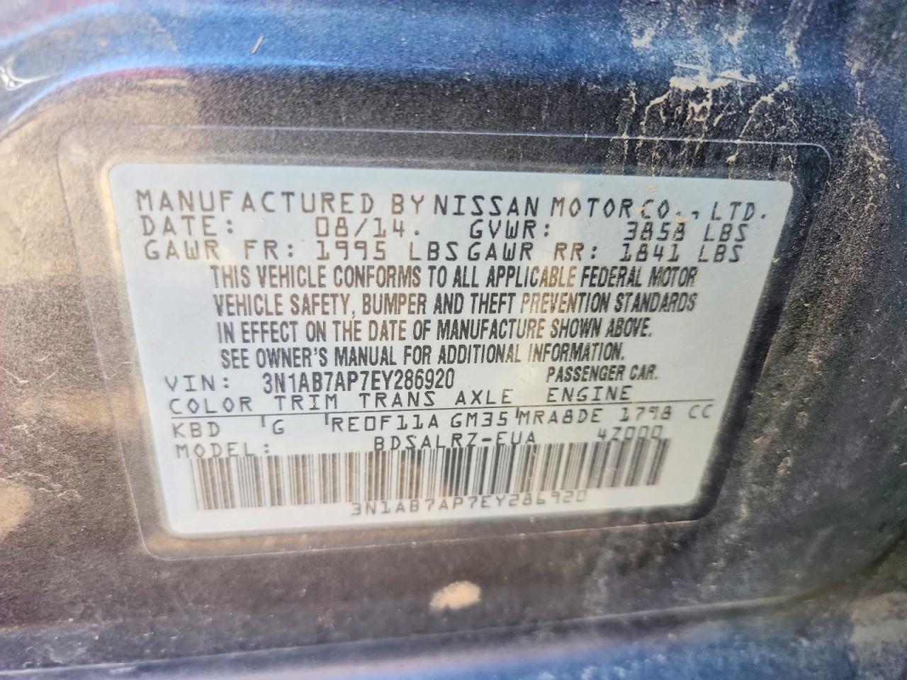 2014 NISSAN SENTRA SR photo 37