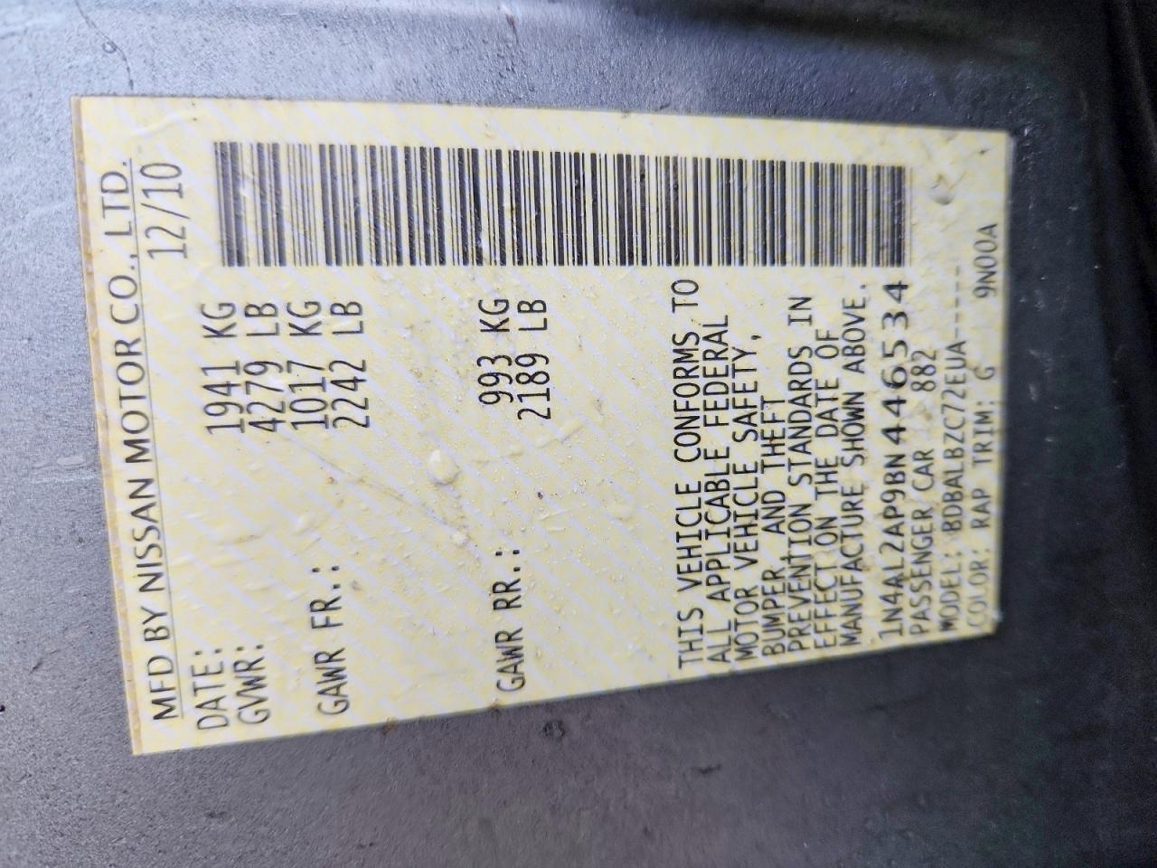 2011 NISSAN ALTIMA 2.5 photo 12
