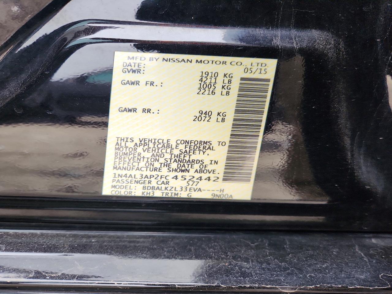 2015 NISSAN ALTIMA 2.5 SV photo 34