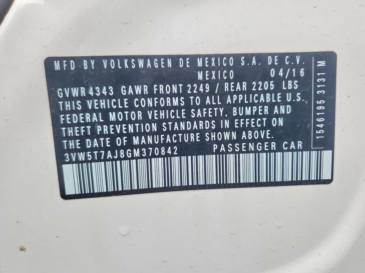2016 VOLKSWAGEN JETTA GLI photo 12