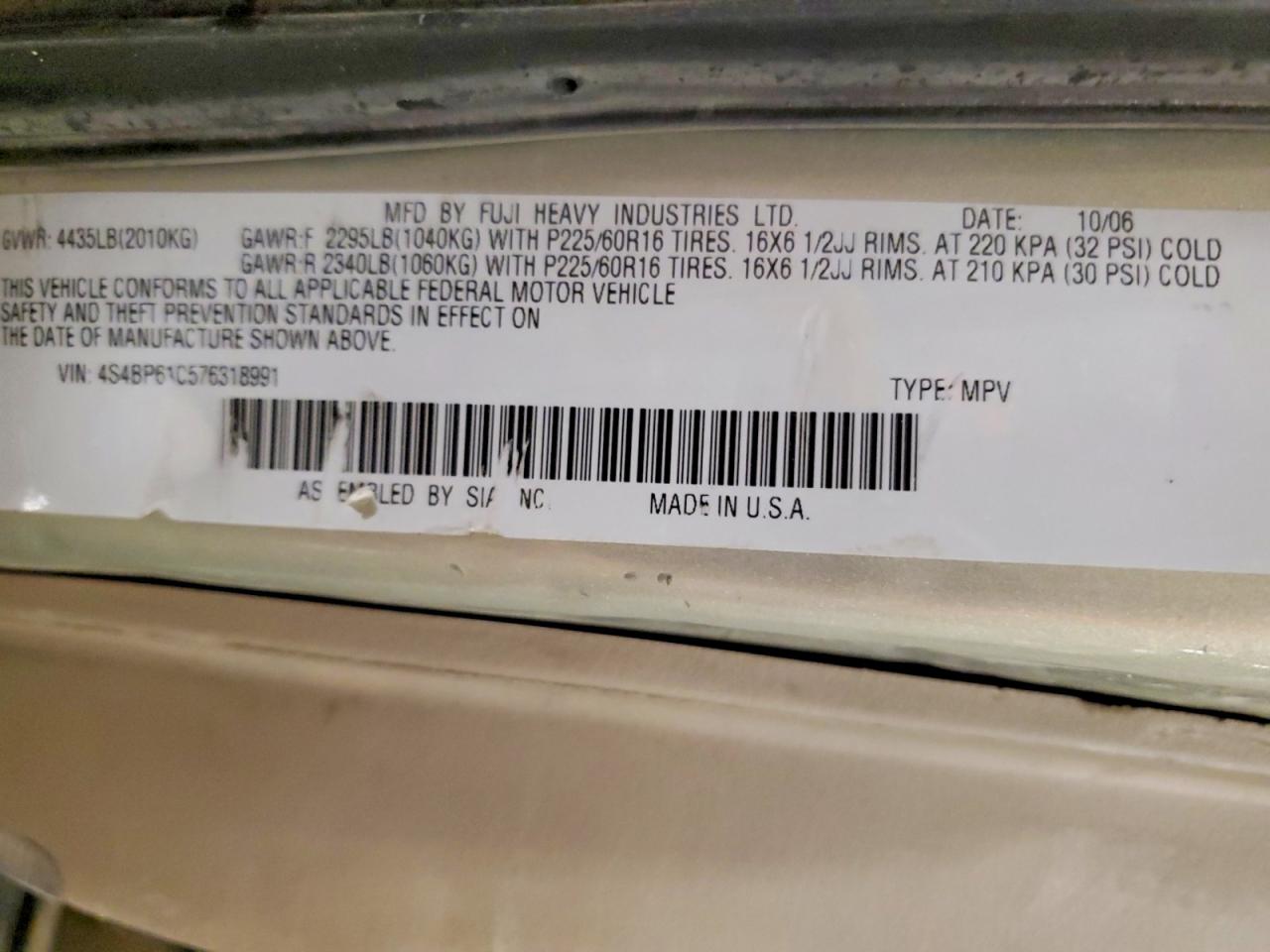 2007 SUBARU OUTBACK OUTBACK 2.5I photo 13