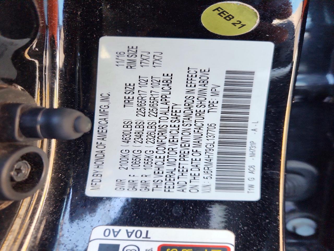 2016 HONDA CR-V EXL photo 37