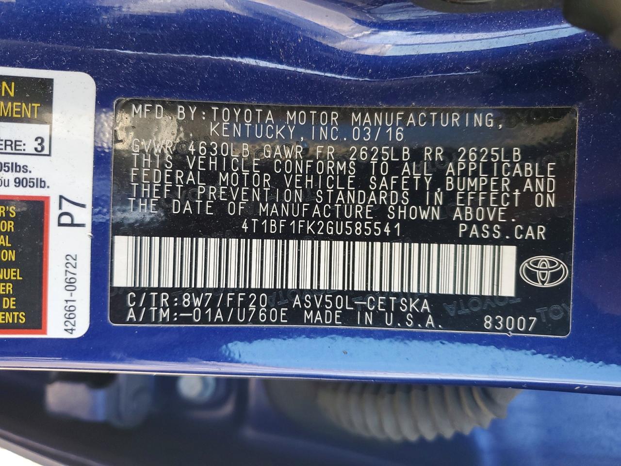2016 TOYOTA CAMRY SE photo 12