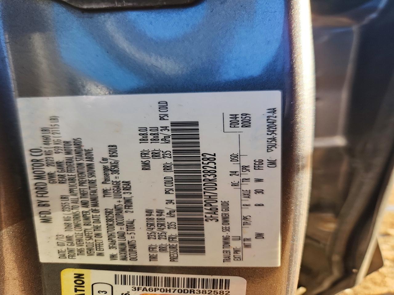 2013 FORD FUSION SE photo 34