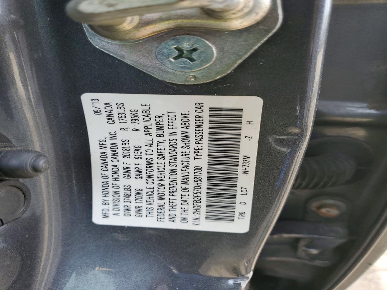2013 HONDA CIVIC LX photo 23