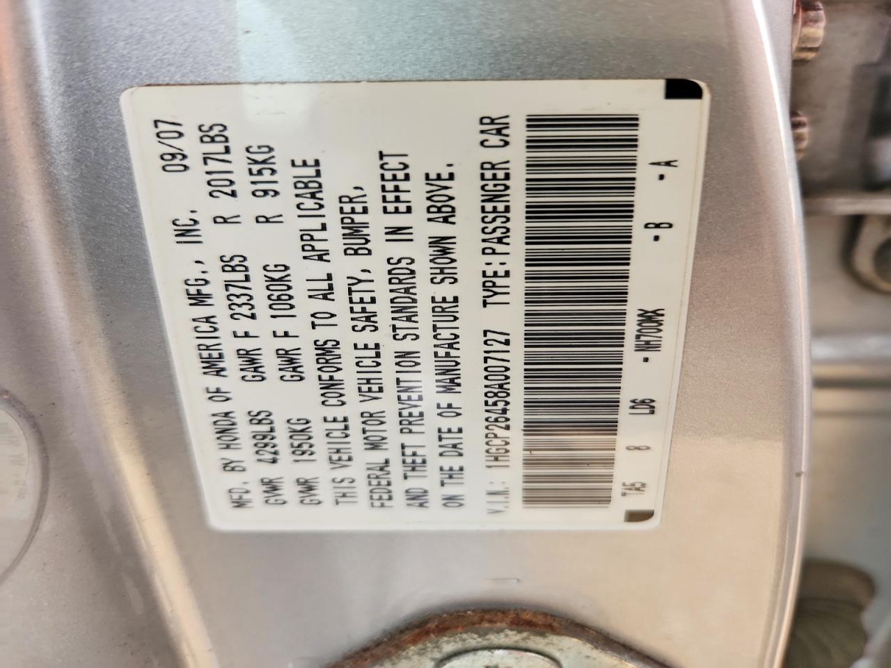 2008 HONDA ACCORD LXP photo 25
