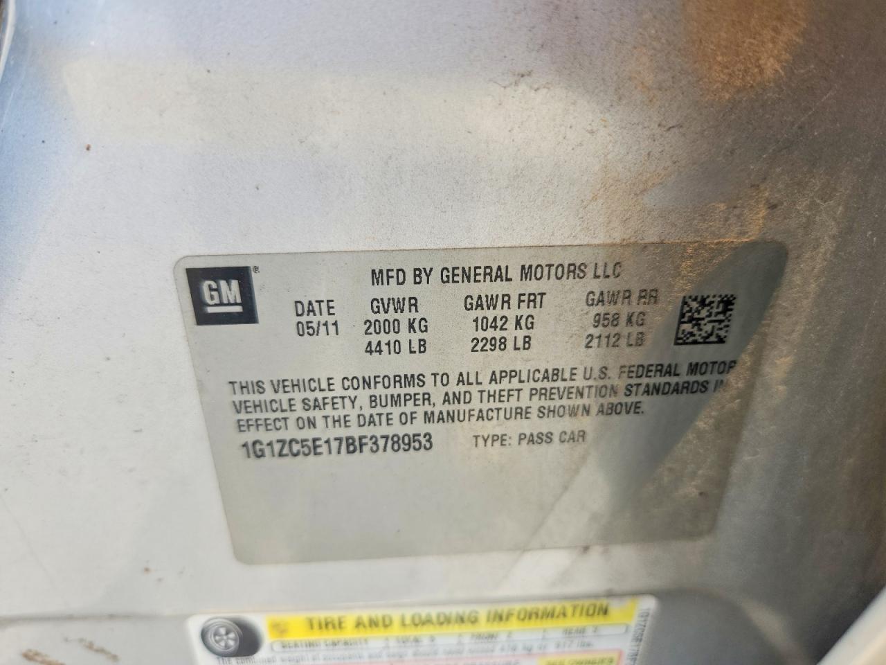 2011 CHEVROLET MALIBU 1LT photo 12